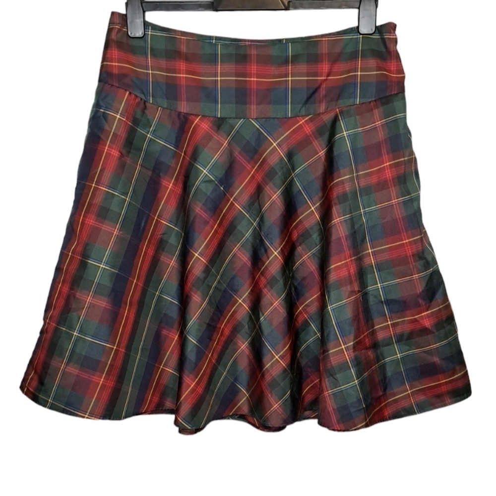 AMERICAN LIVING • Tartan Plaid A-line Skirt • Pockets • Side Zip • Size 10 • EUC